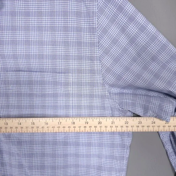 J. McLAUGHLIN Blue Check Button Up Shirt Men's Cotton Long Sleeve LARGE